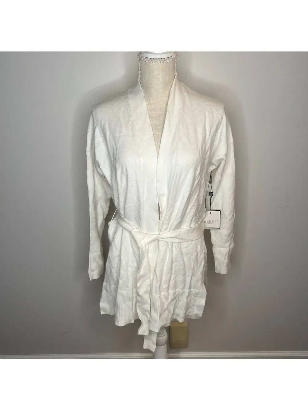 LAUNDRY by SHELLI SEGAL NEW Women's Mid Thigh Open Tie Cardigan Size XS